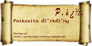 Petkovits Örkény névjegykártya
